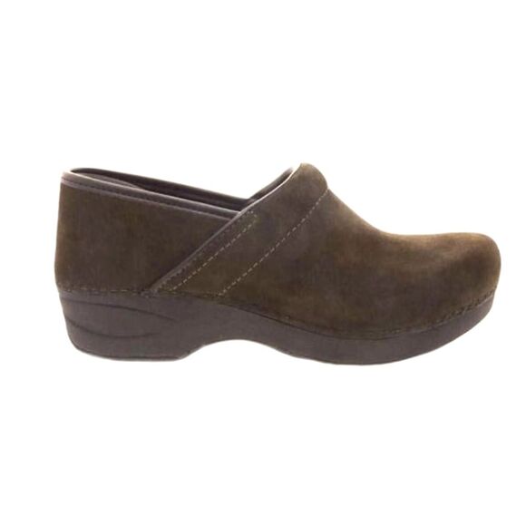 Dansko Chocolate Brown Suede Leather Clogs Size 38/7.5-8 US - Picture 1 of 11